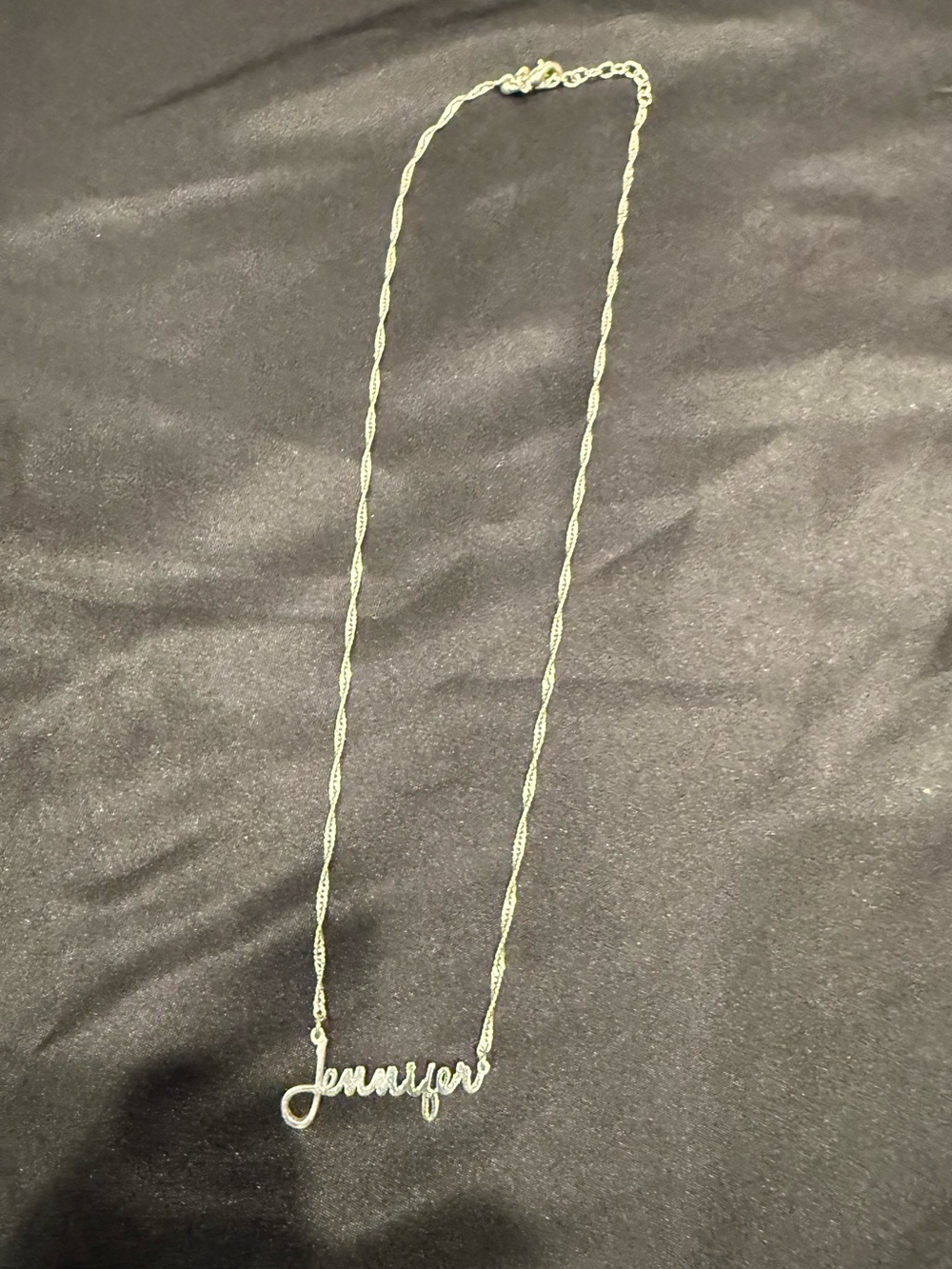 Sterling Silver “Jennifer” Name Necklace Cursive Script Twisted Rope Chain - Picture 7 of 7
